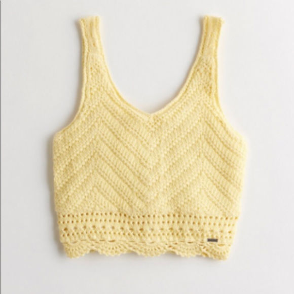 Hollister Tops - Crochet Yellow Top